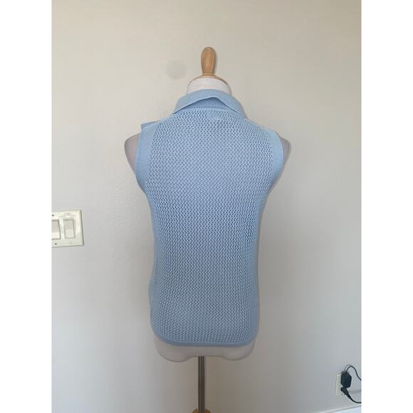 LEMME Made in Italy Sleeveless Sweater Blouse Blue Open Knit Size Small - Picture 3 of 5